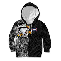 American Samoa Flag Day Kid Hoodie Tribal Tattoo with Eagle Black
