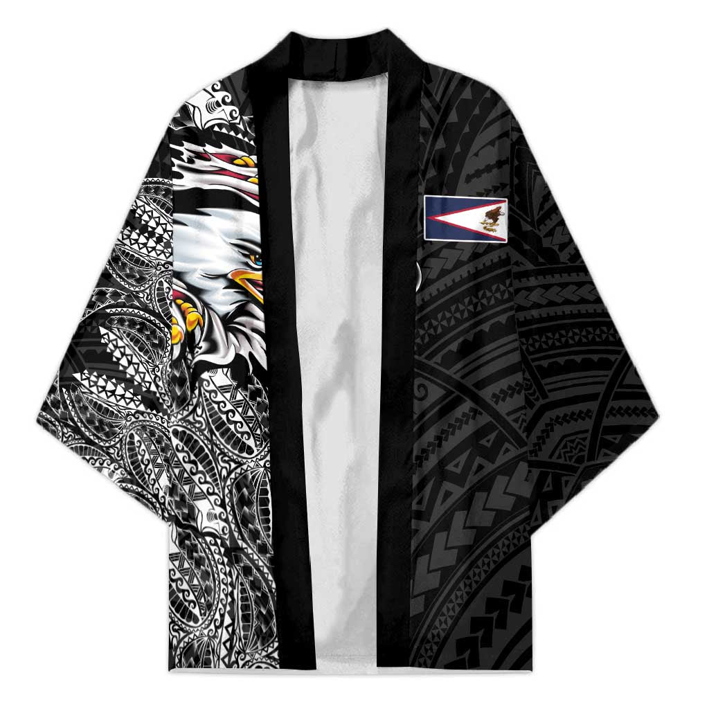 American Samoa Flag Day Kimono Tribal Tattoo with Eagle Black