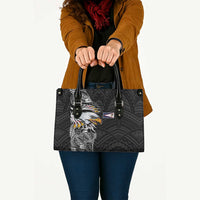 American Samoa Flag Day Leather Bag Tribal Tattoo with Eagle Black
