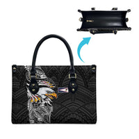 American Samoa Flag Day Leather Bag Tribal Tattoo with Eagle Black
