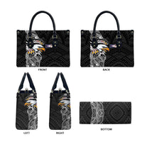 American Samoa Flag Day Leather Bag Tribal Tattoo with Eagle Black