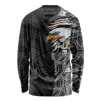 American Samoa Flag Day Long Sleeve Shirt Tribal Tattoo with Eagle Black