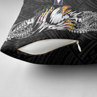 American Samoa Flag Day Pillow Cover Tribal Tattoo with Eagle Black