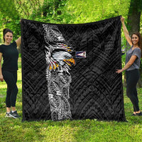 American Samoa Flag Day Quilt Tribal Tattoo with Eagle Black