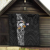 American Samoa Flag Day Quilt Tribal Tattoo with Eagle Black