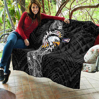 American Samoa Flag Day Quilt Tribal Tattoo with Eagle Black