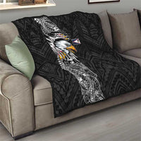 American Samoa Flag Day Quilt Tribal Tattoo with Eagle Black