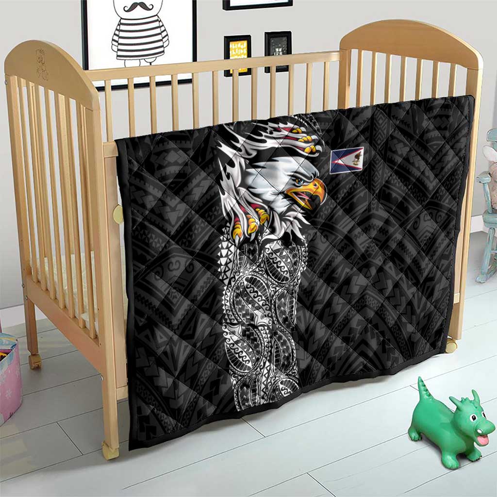American Samoa Flag Day Quilt Tribal Tattoo with Eagle Black