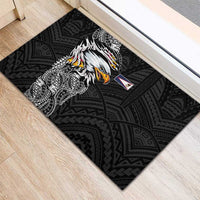 American Samoa Flag Day Rubber Doormat Tribal Tattoo with Eagle Black