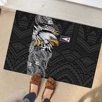 American Samoa Flag Day Rubber Doormat Tribal Tattoo with Eagle Black