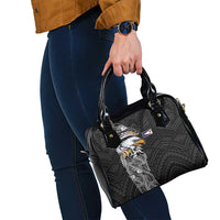 American Samoa Flag Day Shoulder Handbag Tribal Tattoo with Eagle Black