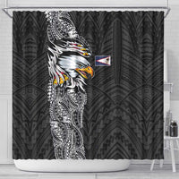 American Samoa Flag Day Shower Curtain Tribal Tattoo with Eagle Black