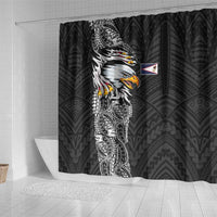 American Samoa Flag Day Shower Curtain Tribal Tattoo with Eagle Black