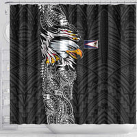 American Samoa Flag Day Shower Curtain Tribal Tattoo with Eagle Black