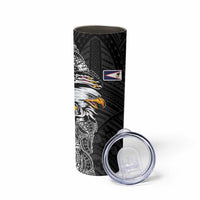 American Samoa Flag Day Skinny Tumbler Tribal Tattoo with Eagle Black