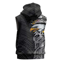 American Samoa Flag Day Sleeveless Hoodie Tribal Tattoo with Eagle Black