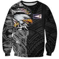 American Samoa Flag Day Sweatshirt Tribal Tattoo with Eagle Black