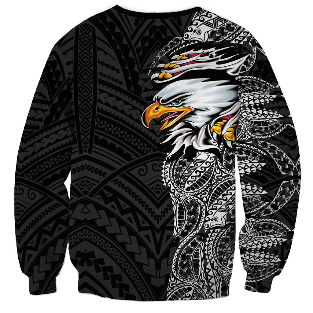 American Samoa Flag Day Sweatshirt Tribal Tattoo with Eagle Black