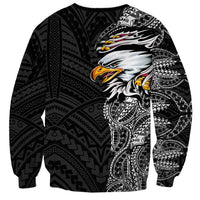 American Samoa Flag Day Sweatshirt Tribal Tattoo with Eagle Black