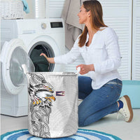 American Samoa Flag Day Laundry Basket Tribal Tattoo with Eagle White LT03 - Polynesian Pride