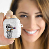 American Samoa Flag Day AirPods Case Tribal Tattoo with Eagle White