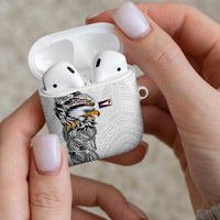 American Samoa Flag Day AirPods Case Tribal Tattoo with Eagle White