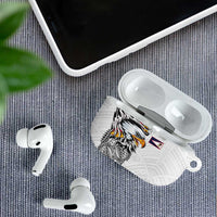 American Samoa Flag Day AirPods Case Tribal Tattoo with Eagle White