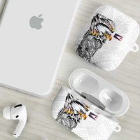 American Samoa Flag Day AirPods Case Tribal Tattoo with Eagle White