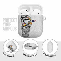 American Samoa Flag Day AirPods Case Tribal Tattoo with Eagle White
