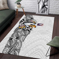 American Samoa Flag Day Area Rug Tribal Tattoo with Eagle White