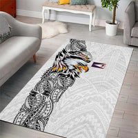 American Samoa Flag Day Area Rug Tribal Tattoo with Eagle White