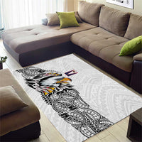 American Samoa Flag Day Area Rug Tribal Tattoo with Eagle White