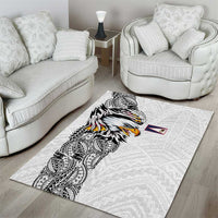 American Samoa Flag Day Area Rug Tribal Tattoo with Eagle White