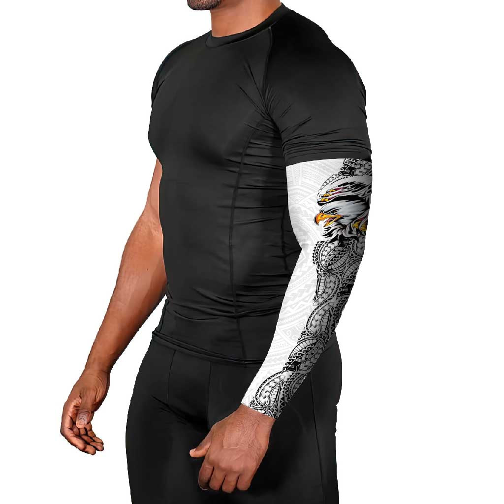 American Samoa Flag Day Arm Sleeves Tribal Tattoo with Eagle White LT03 - Polynesian Pride