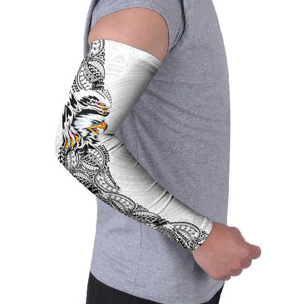 American Samoa Flag Day Arm Sleeves Tribal Tattoo with Eagle White LT03 - Polynesian Pride
