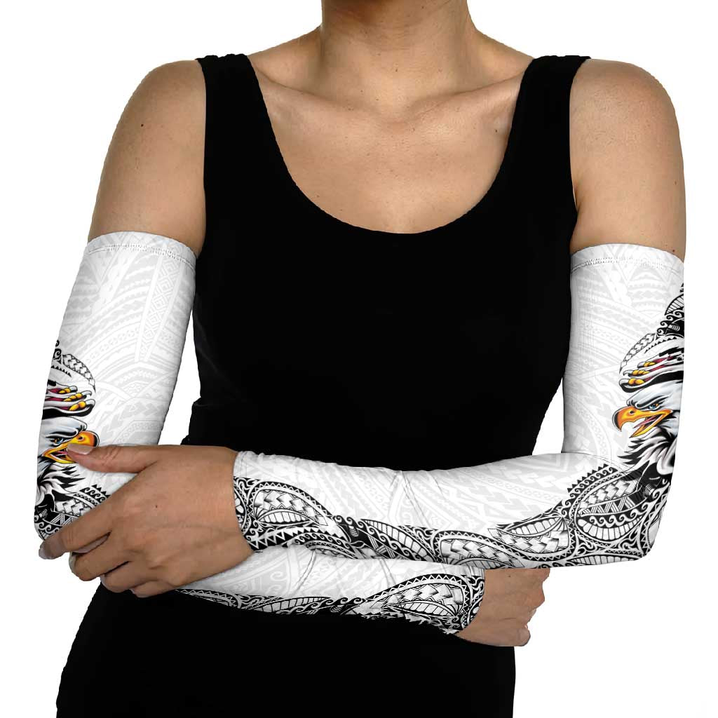 American Samoa Flag Day Arm Sleeves Tribal Tattoo with Eagle White LT03 - Polynesian Pride