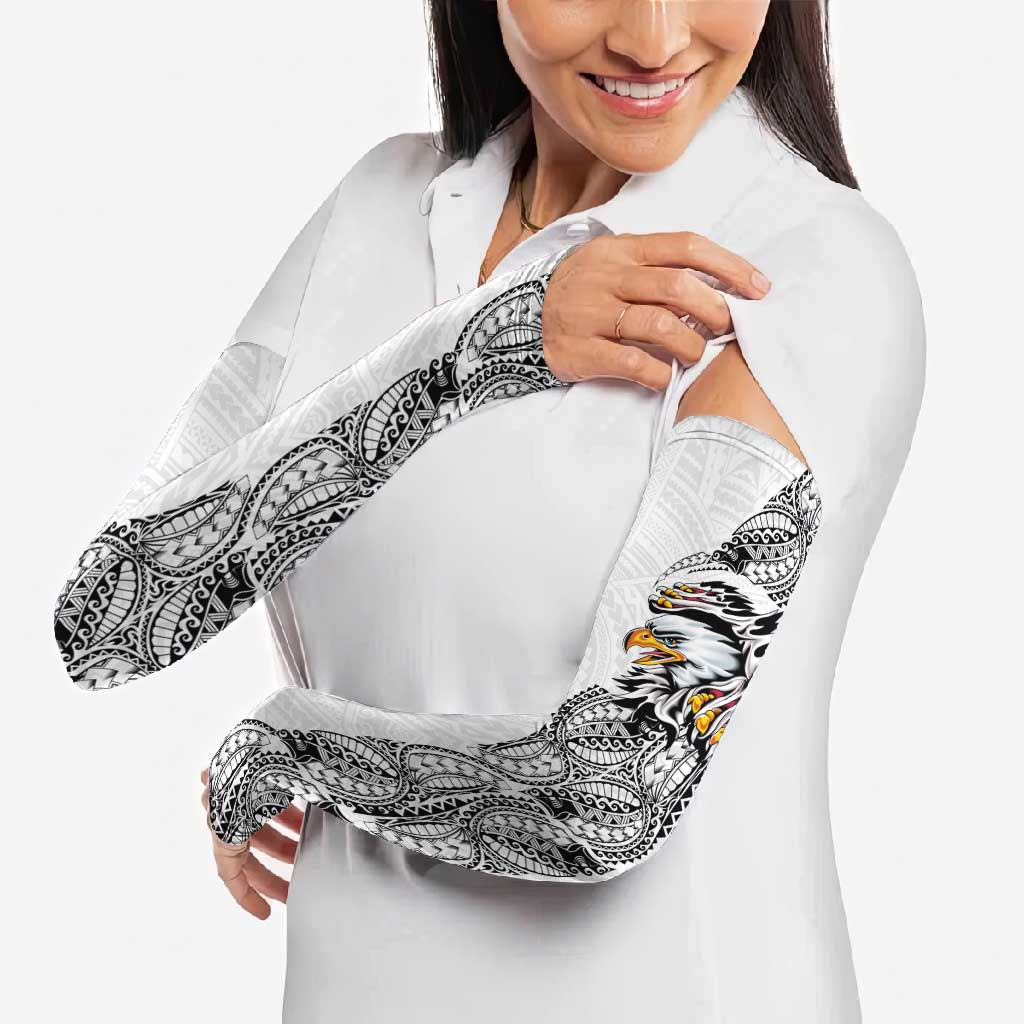 American Samoa Flag Day Arm Sleeves Tribal Tattoo with Eagle White LT03 - Polynesian Pride
