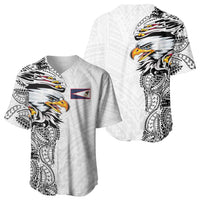 American Samoa Flag Day Baseball Jersey Tribal Tattoo with Eagle White LT03 - Polynesian Pride
