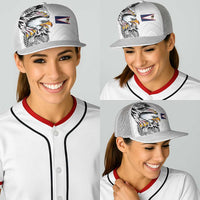American Samoa Flag Day Baseball Net Cap Tribal Tattoo with Eagle White