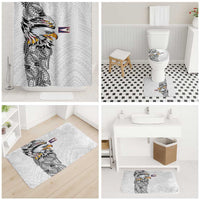 American Samoa Flag Day Bathroom Set Tribal Tattoo with Eagle White LT03 - Polynesian Pride