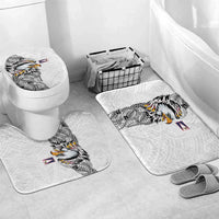 American Samoa Flag Day Bathroom Set Tribal Tattoo with Eagle White LT03 Mat Set Only (3 pcs) One Size White - Polynesian Pride