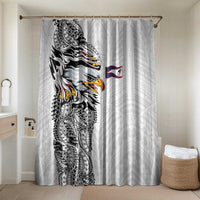 American Samoa Flag Day Bathroom Set Tribal Tattoo with Eagle White LT03 Shower Curtain Only White - Polynesian Pride
