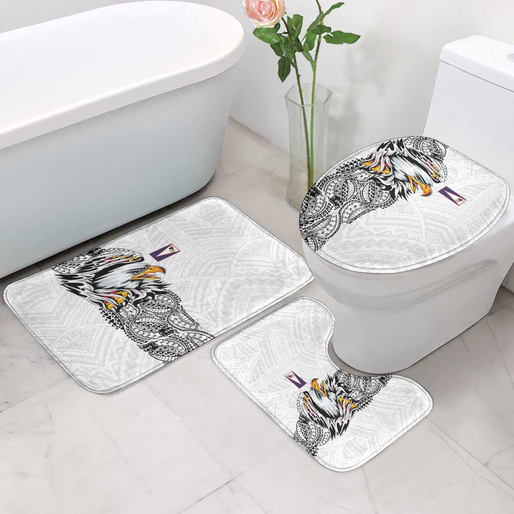 American Samoa Flag Day Bathroom Set Tribal Tattoo with Eagle White LT03 - Polynesian Pride