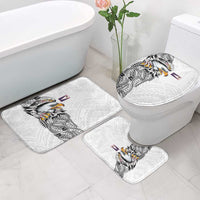 American Samoa Flag Day Bathroom Set Tribal Tattoo with Eagle White LT03 - Polynesian Pride