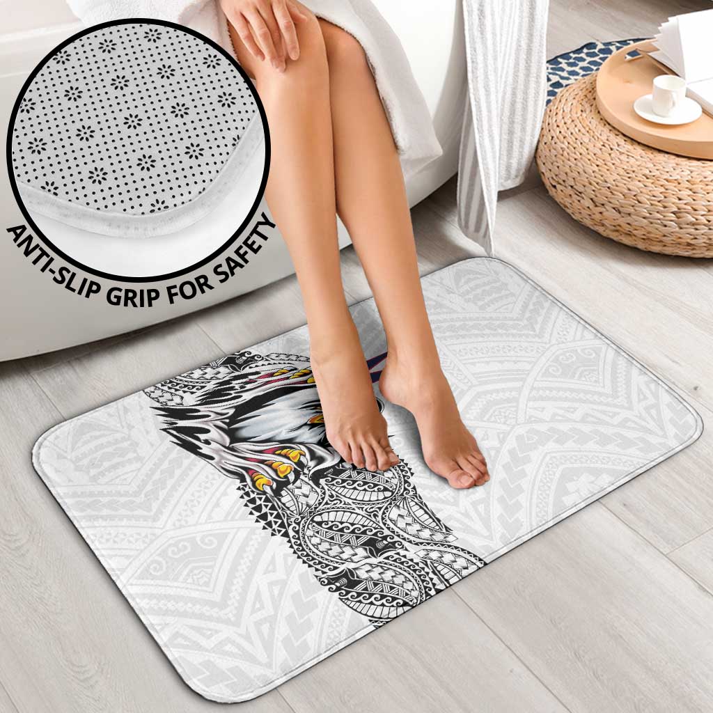 American Samoa Flag Day Bathroom Set Tribal Tattoo with Eagle White LT03 - Polynesian Pride