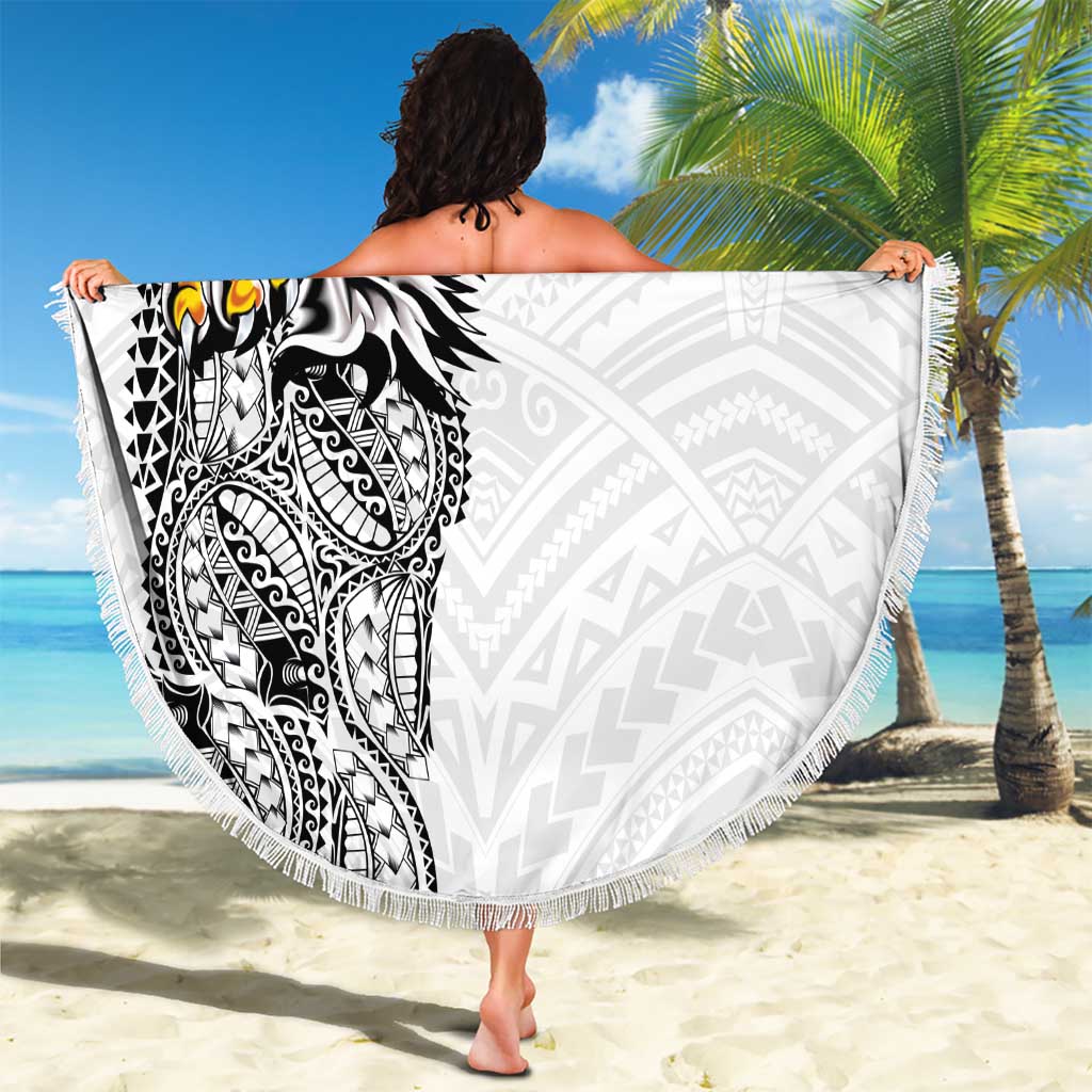 American Samoa Flag Day Beach Blanket Tribal Tattoo with Eagle White LT03 - Polynesian Pride