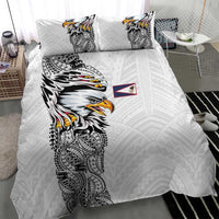 American Samoa Flag Day Bedding Set Tribal Tattoo with Eagle White LT03 - Polynesian Pride
