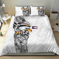 American Samoa Flag Day Bedding Set Tribal Tattoo with Eagle White LT03 - Polynesian Pride