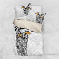 American Samoa Flag Day Bedding Set Tribal Tattoo with Eagle White LT03 US Twin 172cm x 218cm White - Polynesian Pride
