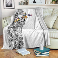 American Samoa Flag Day Blanket Tribal Tattoo with Eagle White